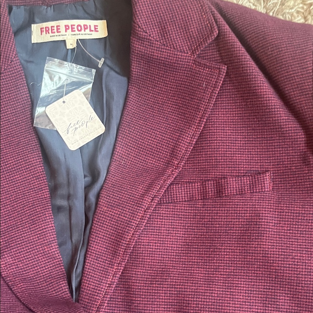 NWT Free People Agnes Deep Burgundy Blazer - Size M - Picture 10 of 13